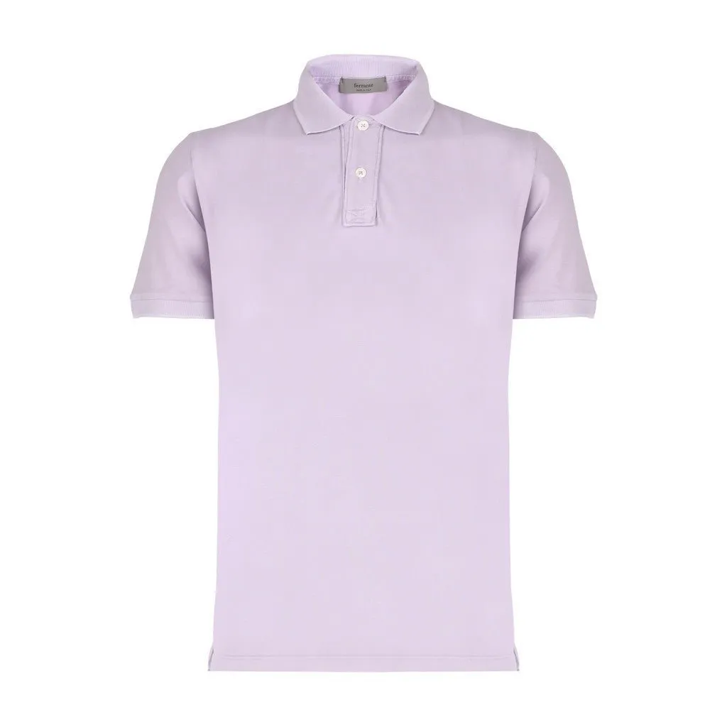 FERRANTE Button Front Short Sleeve Polo LILAC