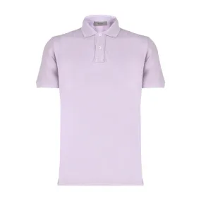 FERRANTE Button Front Short Sleeve Polo LILAC