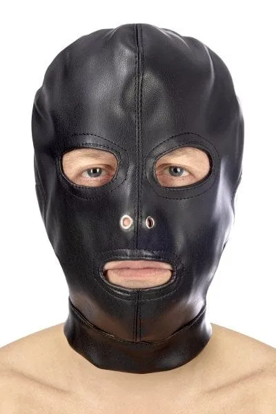 Fetish Tentation BDSM Open Mouth and Eyes Leatherette Hood