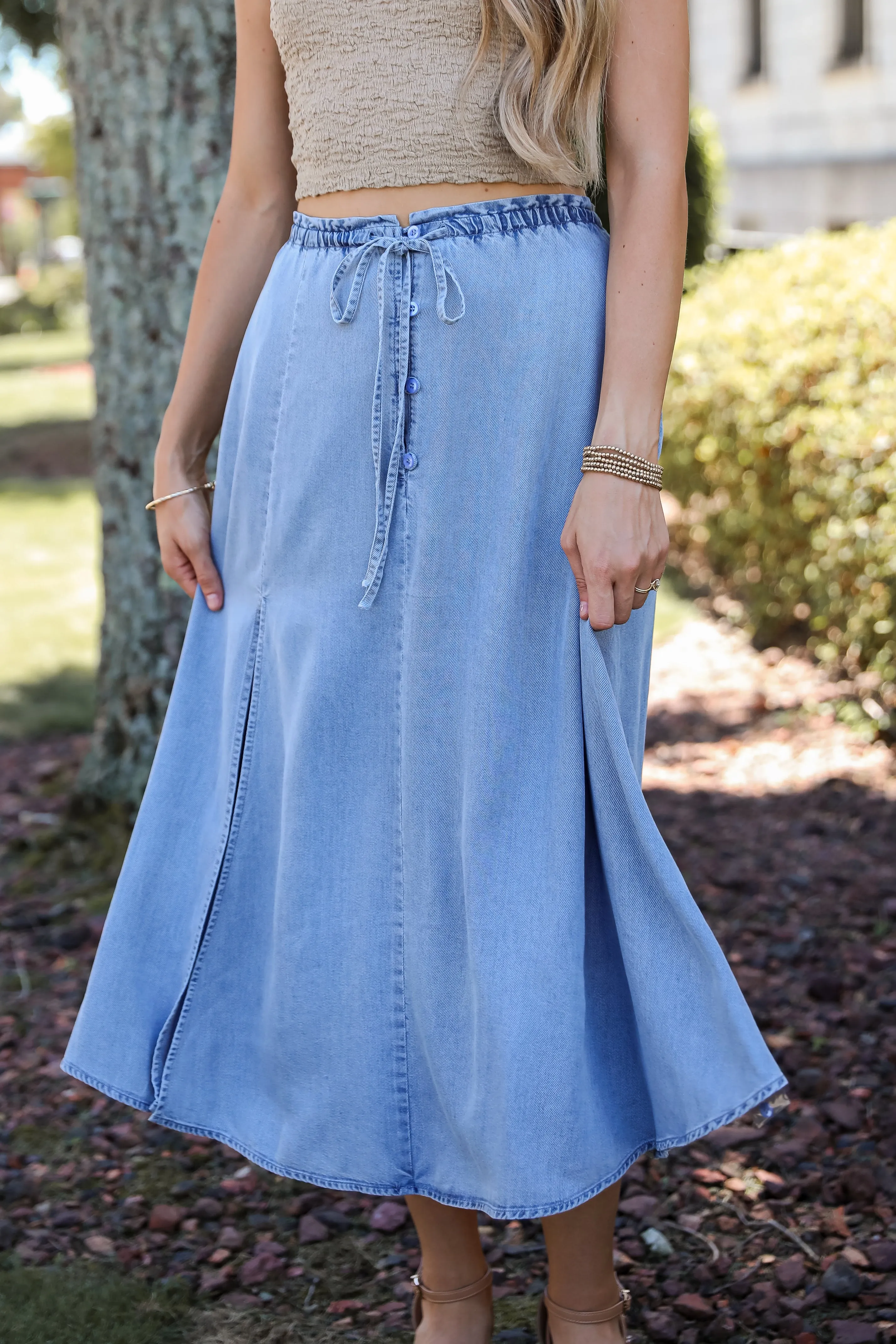 FINAL SALE - Distinct Style Denim Midi Skirt