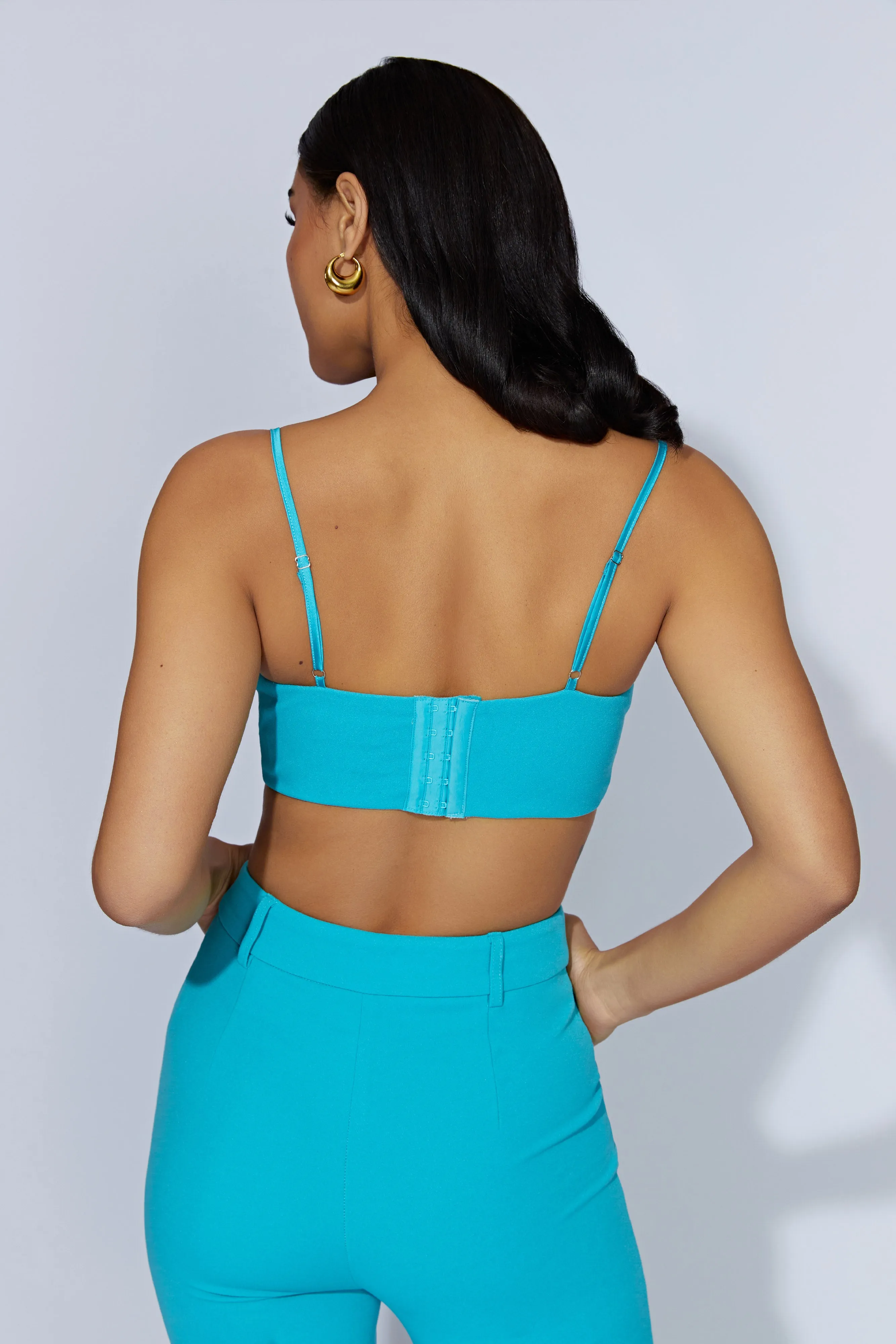 Fiorella Crepe Bustier Top - Aquamarine