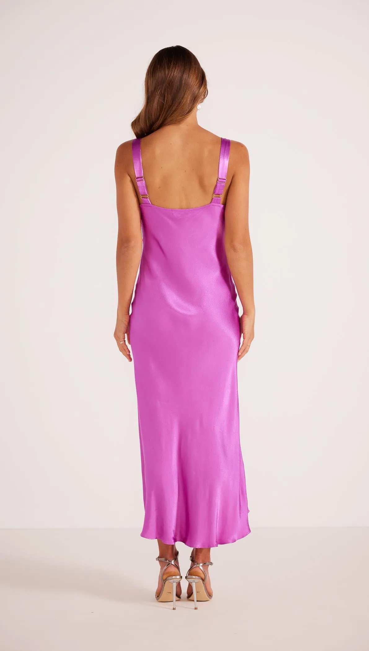 Gaia Bias Slip Midi Dress Fuchsia