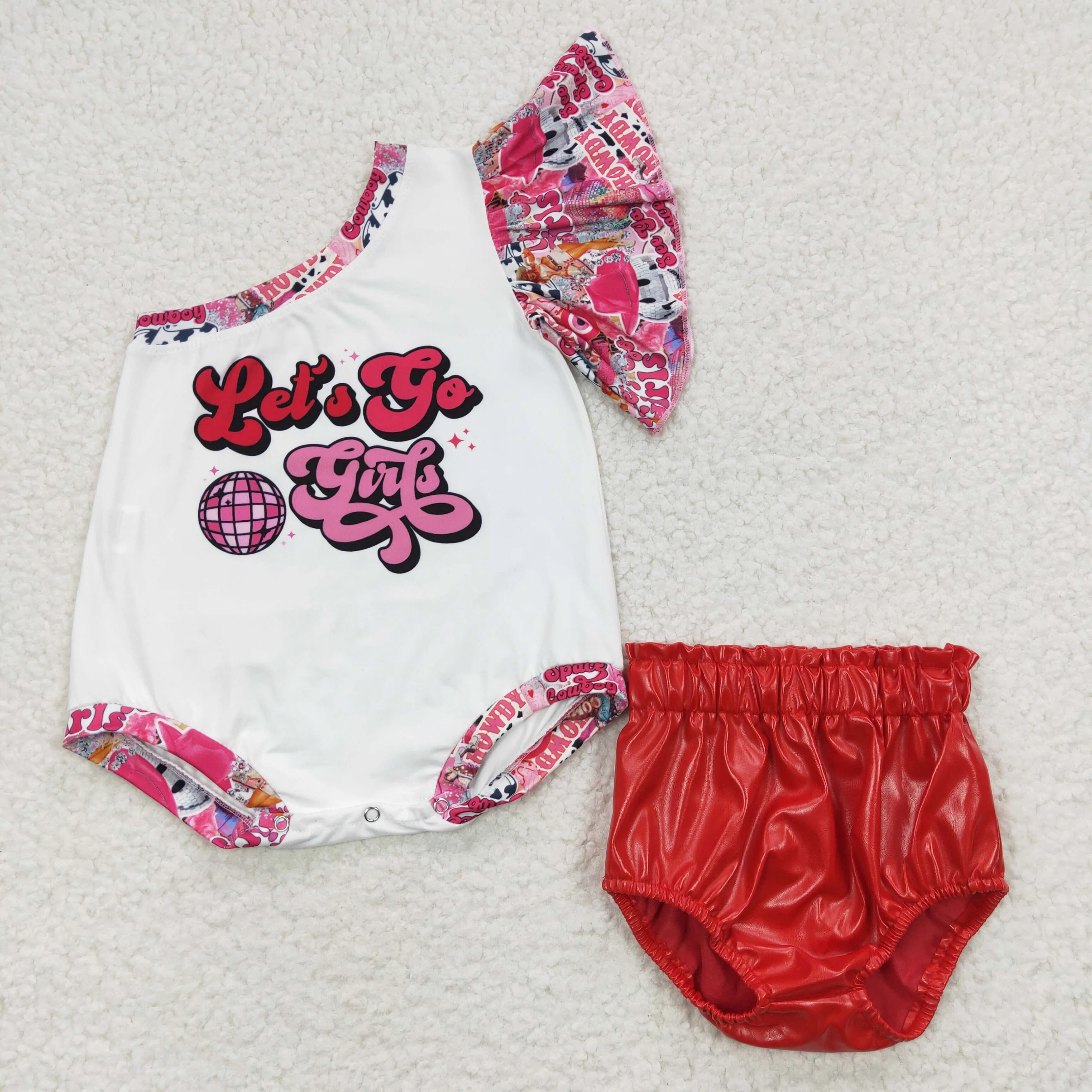 girls romper & leather bummies set GBO0146