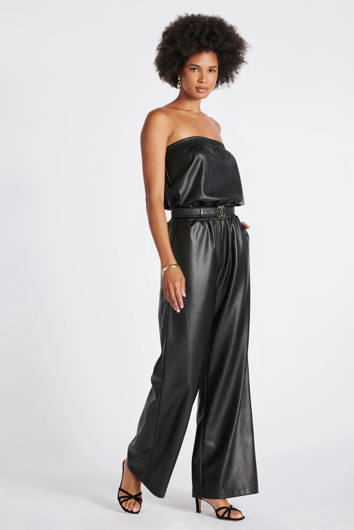 Glam Slam Vegan Leather Jumpsuit