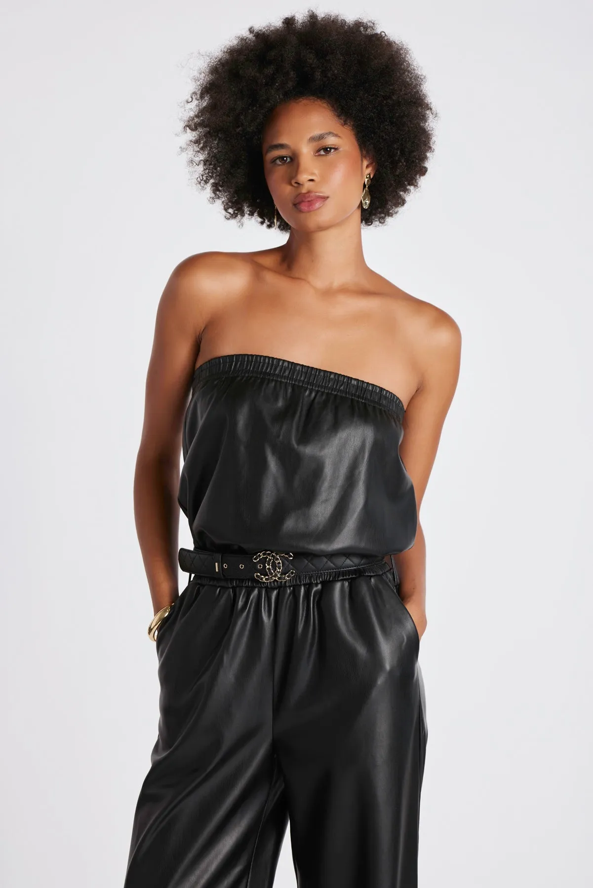 Glam Slam Vegan Leather Jumpsuit