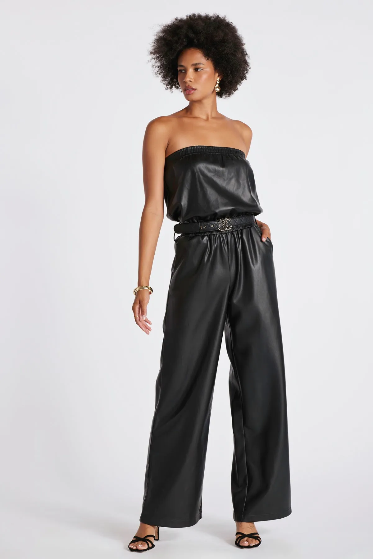 Glam Slam Vegan Leather Jumpsuit