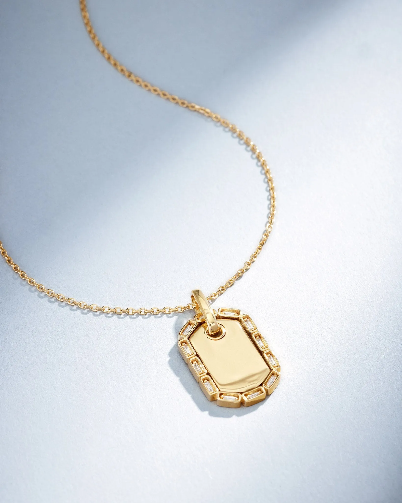 Golden Midi Dog Tag Diamond Pendant