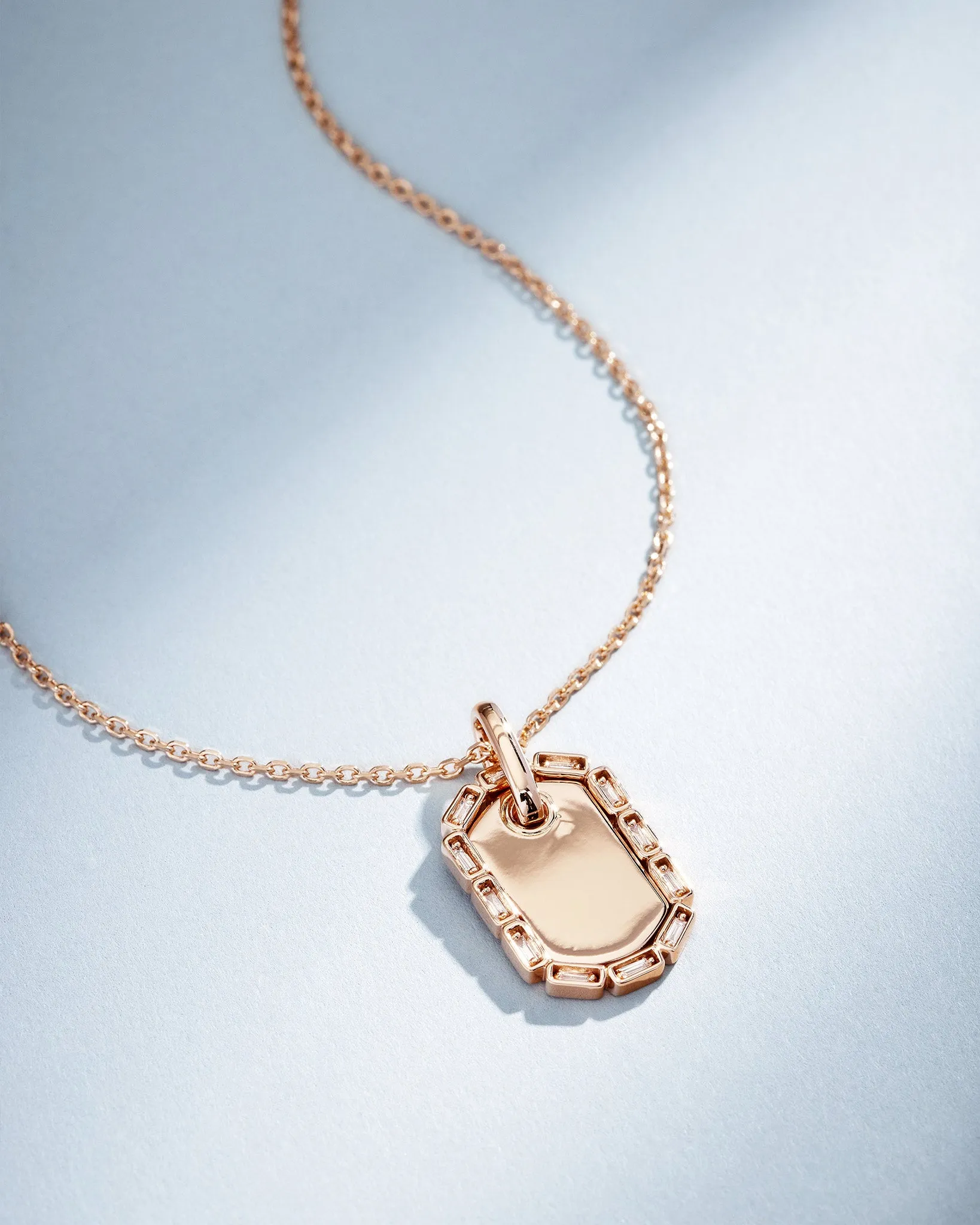 Golden Midi Dog Tag Diamond Pendant