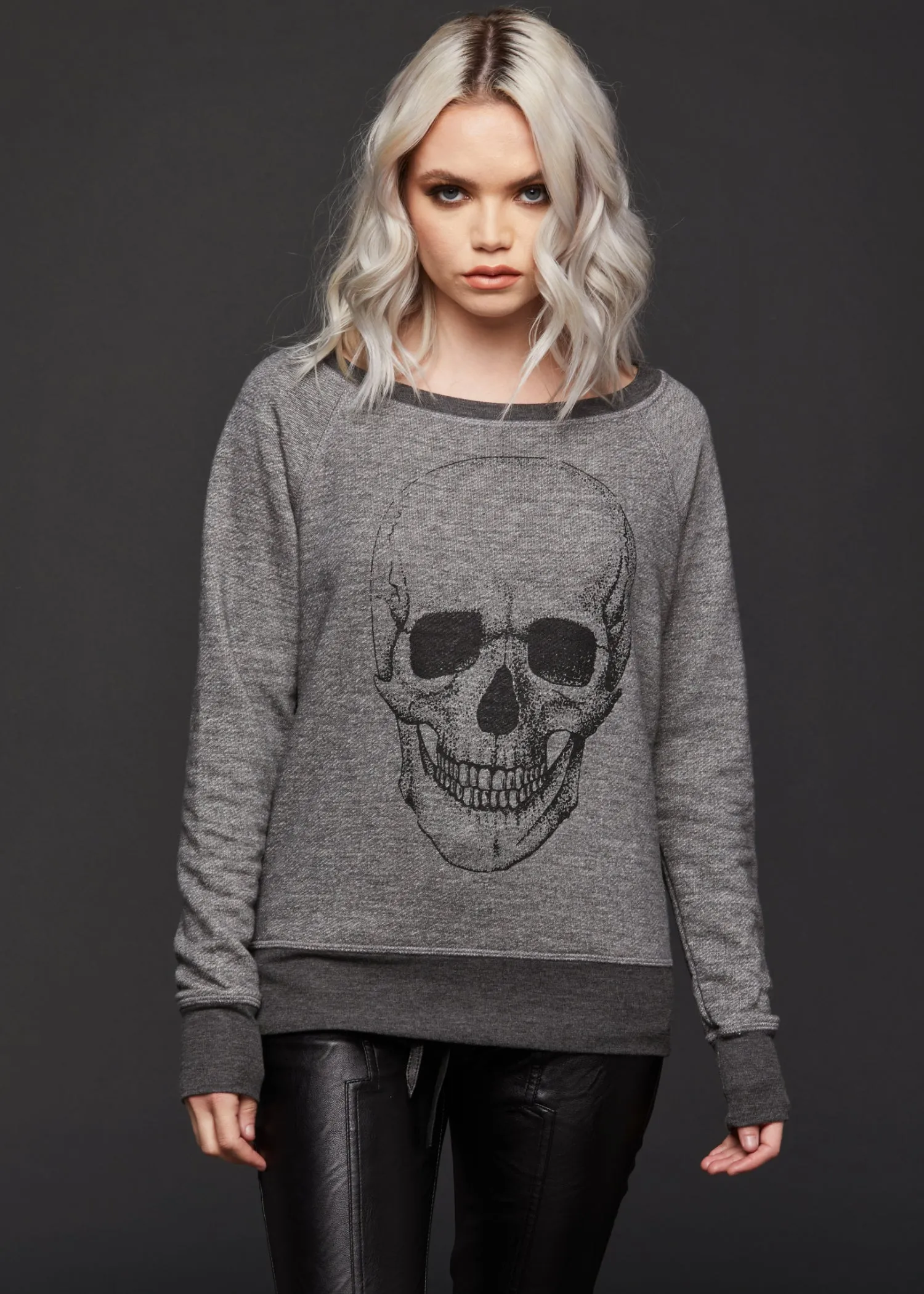 Gray Skull Sweater Long Sleeve Sweatshirt