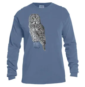 Great Gray Owl Garment Dyed Logo T-Shirt - Long Sleeve