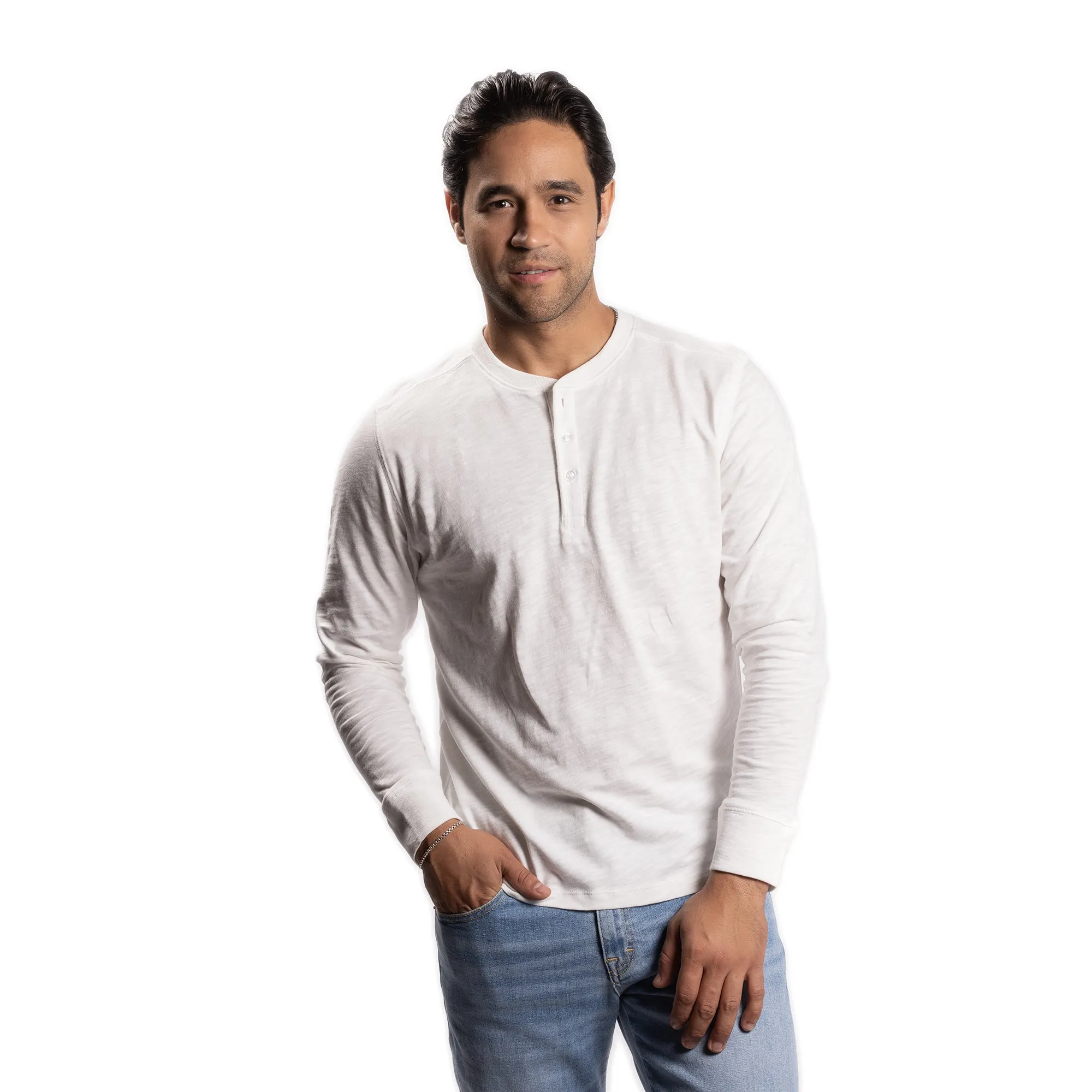 Henley Shirt Long Sleeve - White