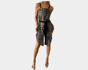 High Slit Sides Animal Print Strapless Strap traveler Jumpsuit - The Ibiza Si