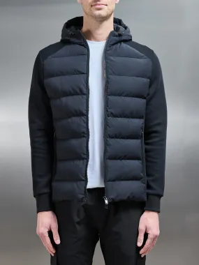 Hybrid Technical Puffer Windbreaker in Black