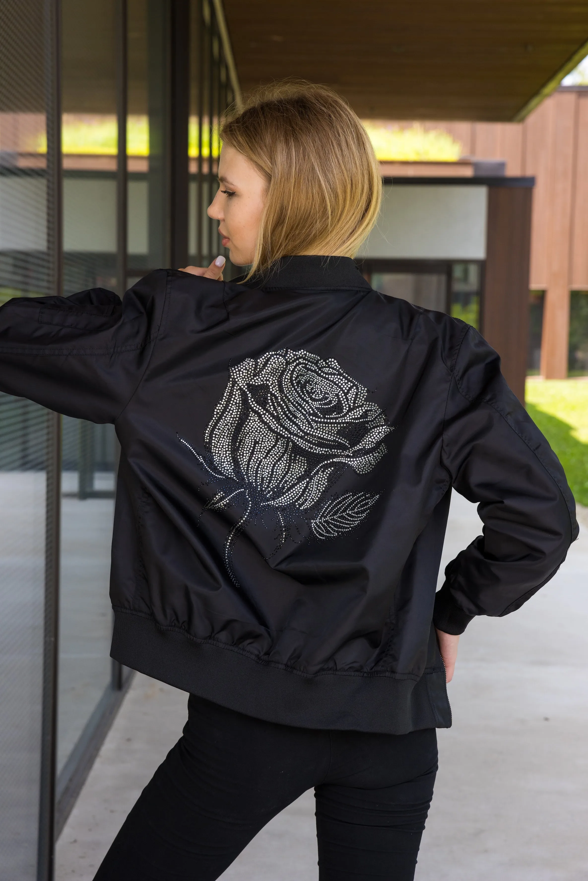 Jacket, Bomber Black, Metallic Rose