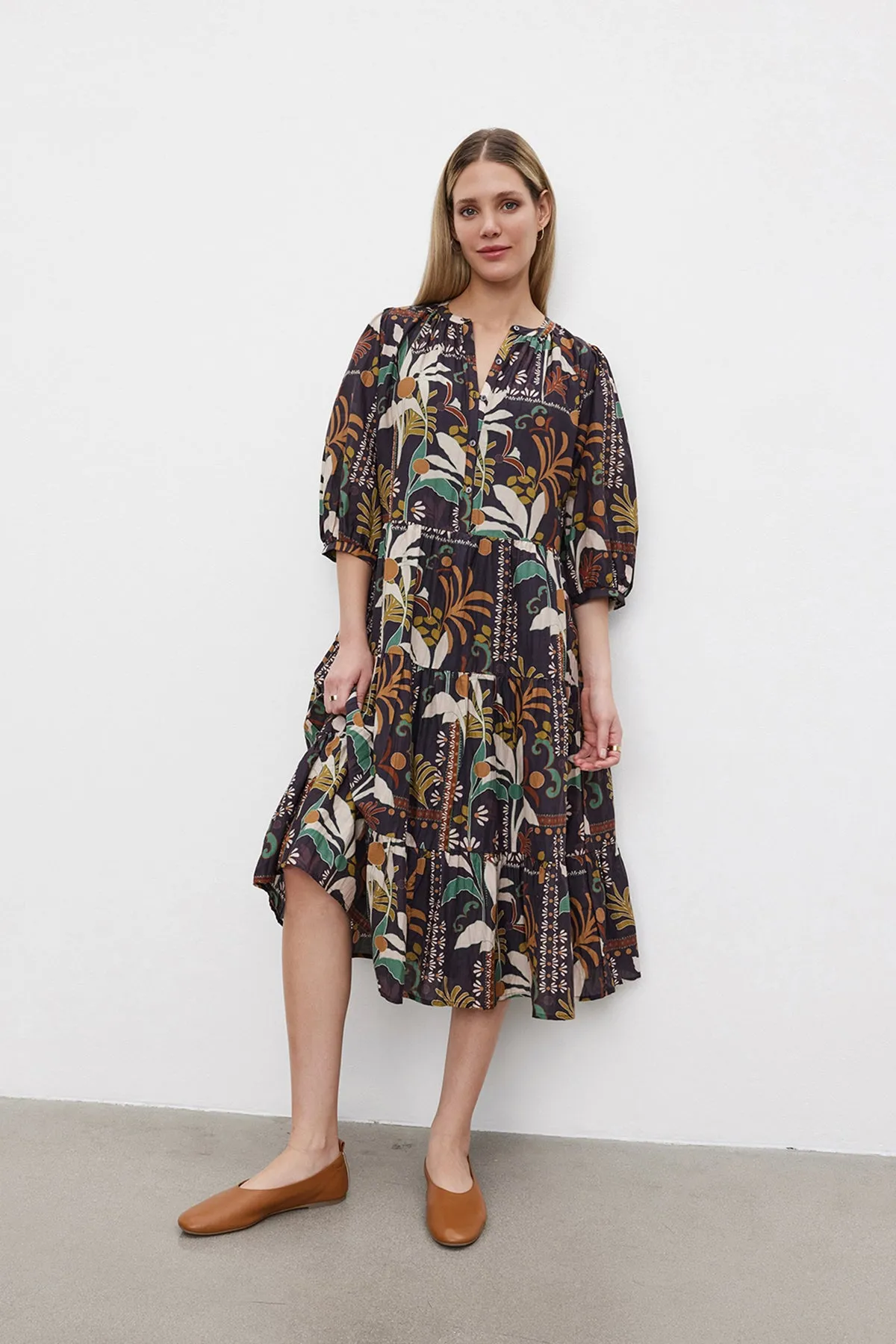 JOHANNA PRINTED SILK COTTON VOILE DRESS