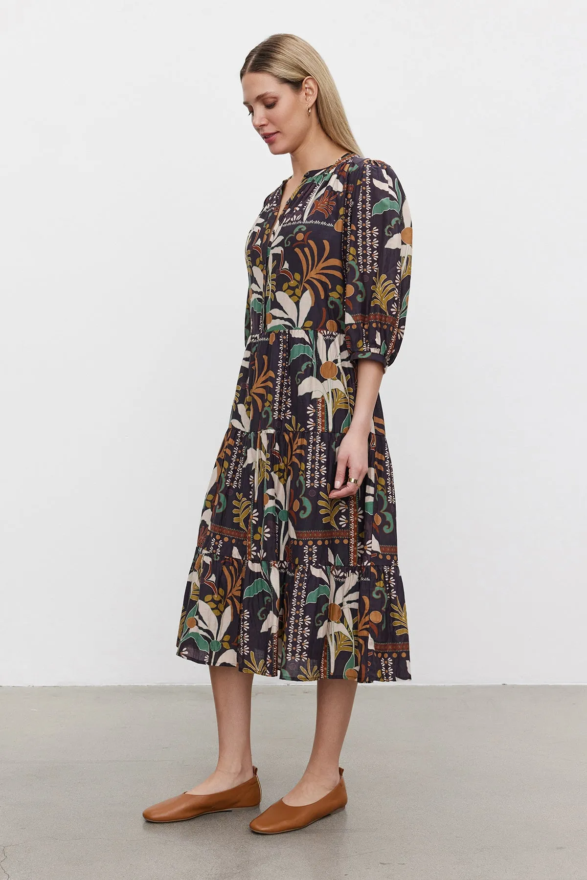 JOHANNA PRINTED SILK COTTON VOILE DRESS