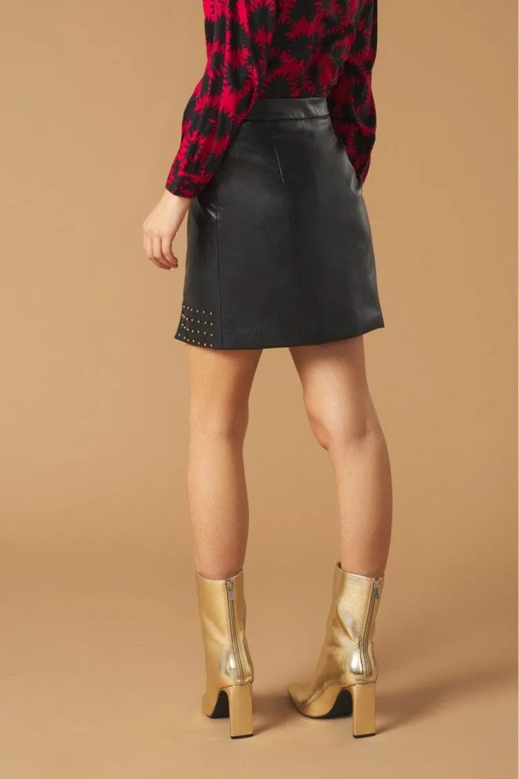 JULIET FAUX LEATHER SKIRT - BLACK