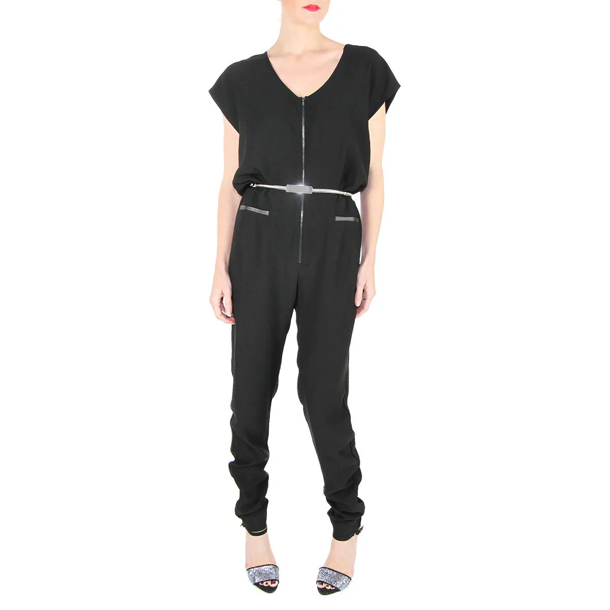 Justine Jumpsuit - Zipper Front in Black