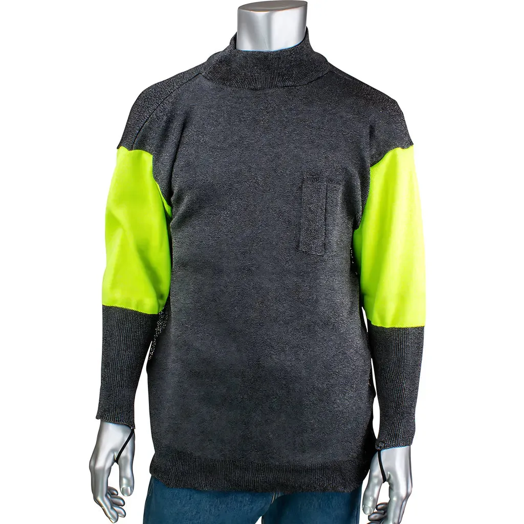 Kut Gard P190SP3CMHVBUV-PP1-TL-M ATA Blended Cut Resistant Pullover with Hi-Vis Sleeves