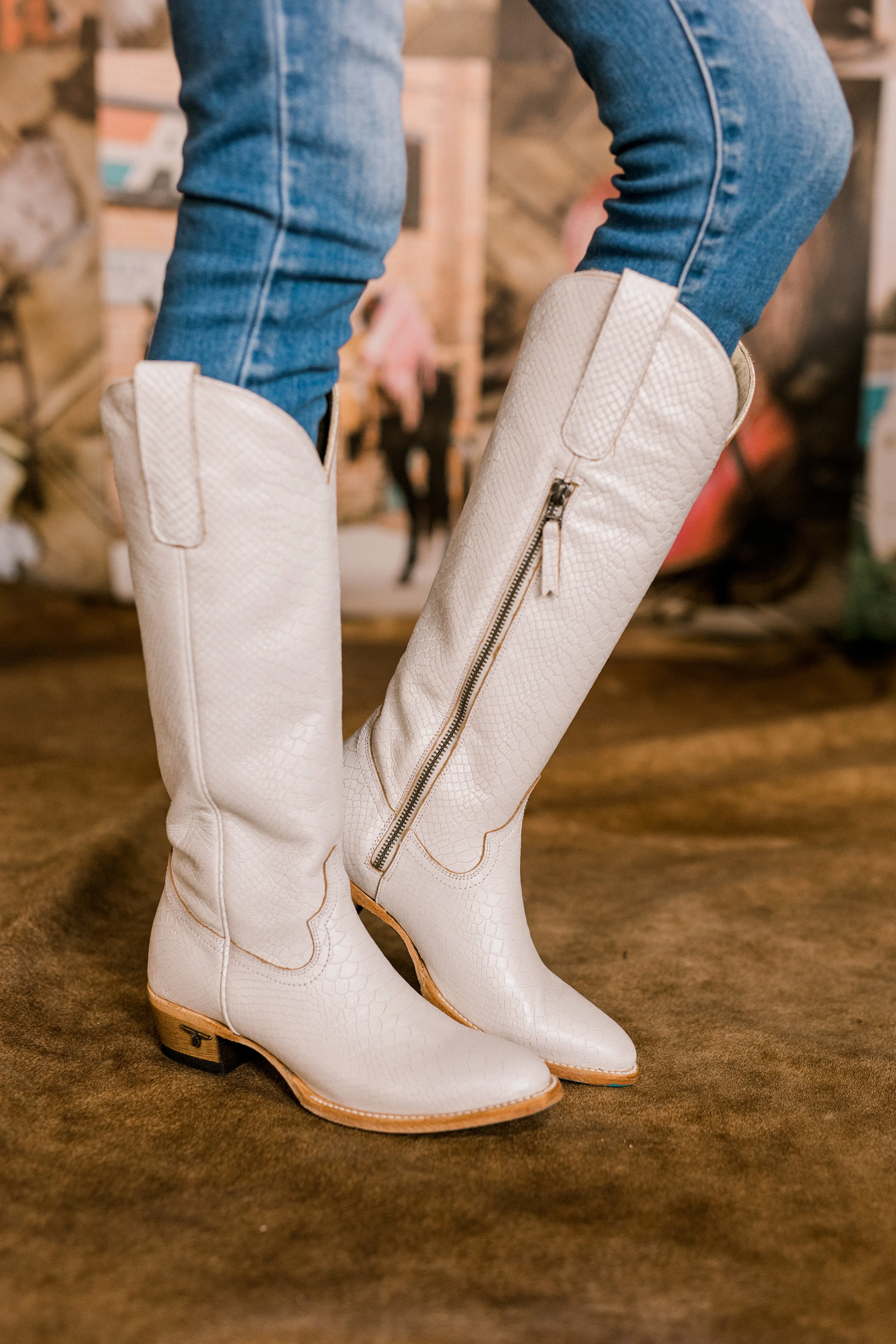 Lane Plain Jane Tall Boots [Ivory Viper] ✙ON SALE NOW✙