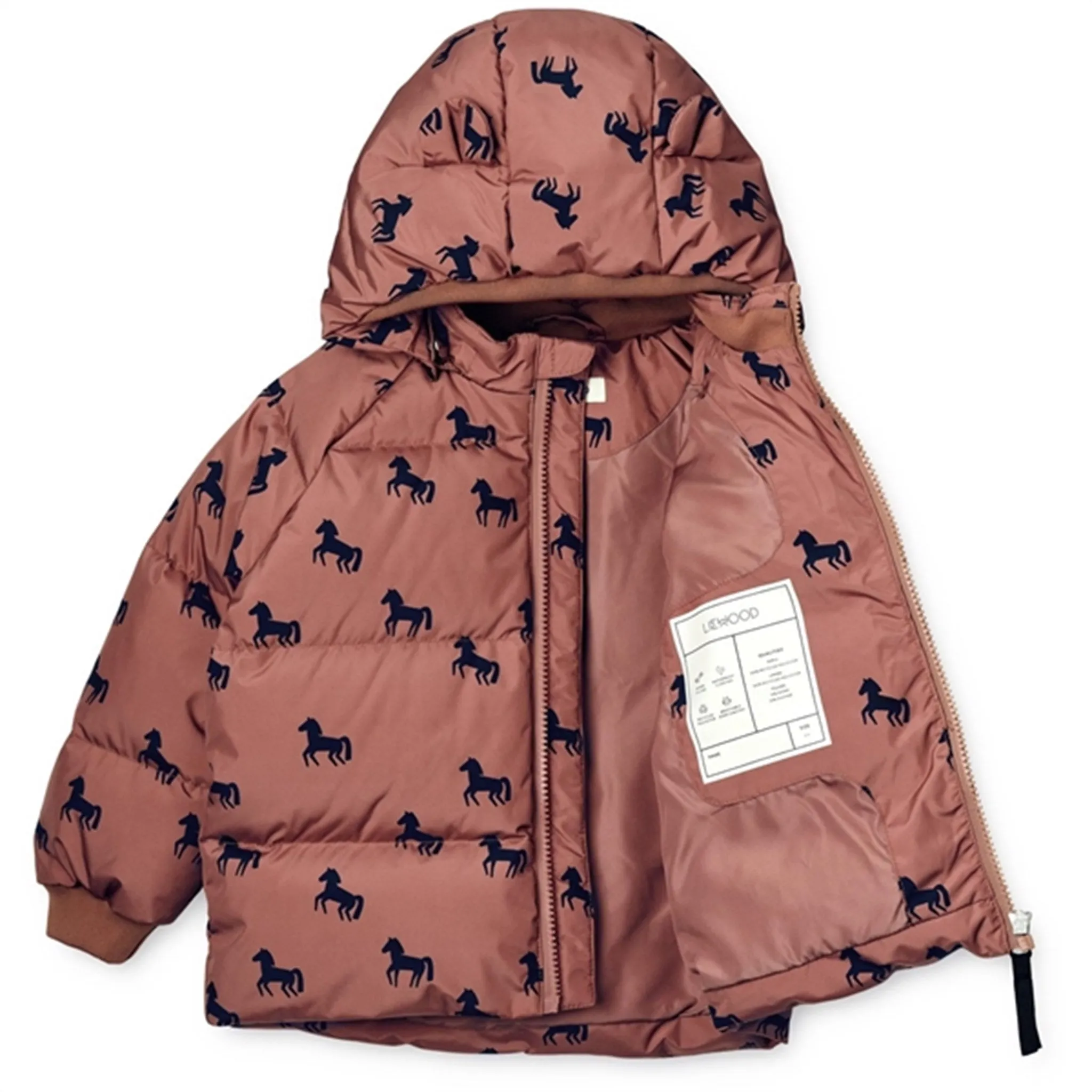 Liewood Polle Puffer Jacket Horses Dark Rosetta