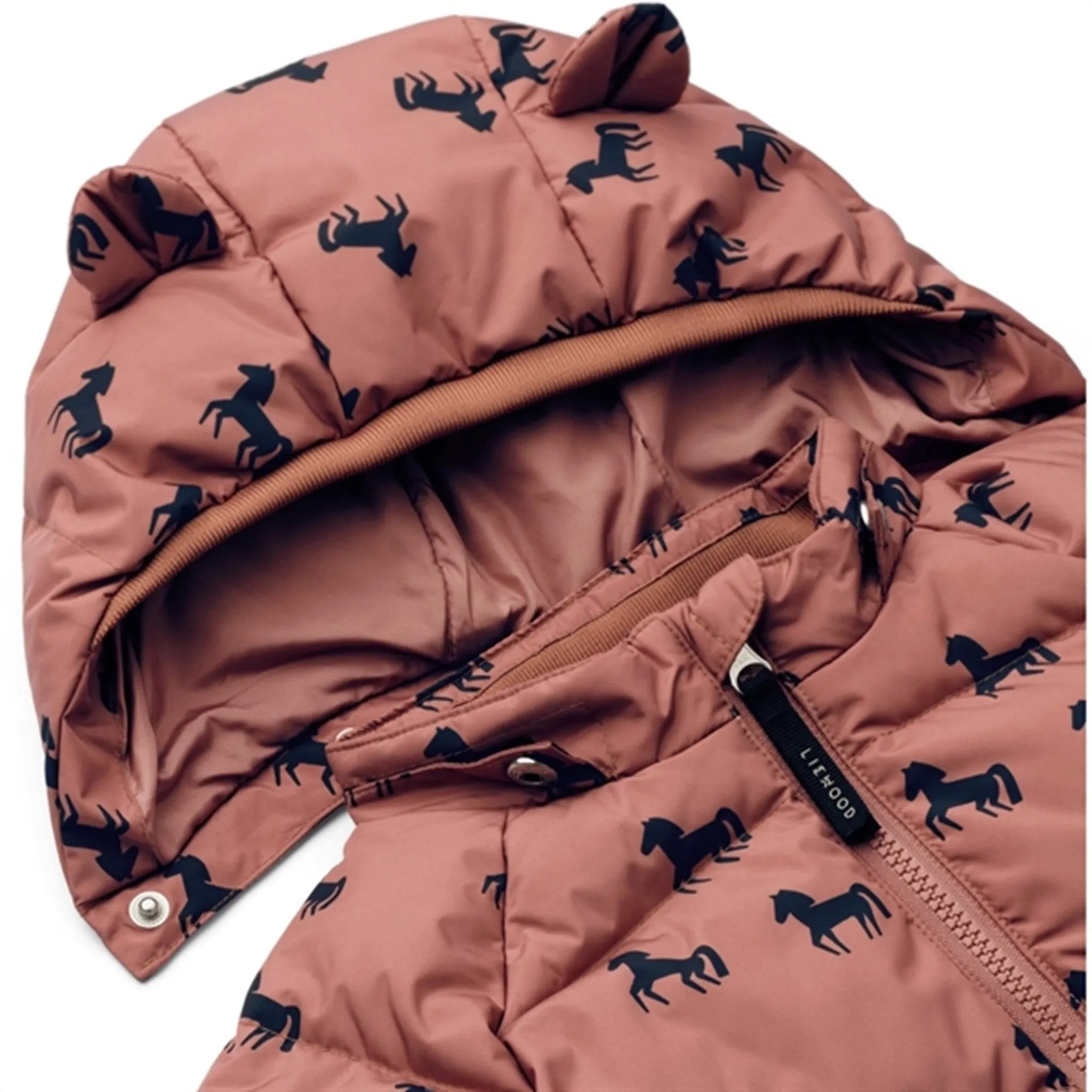 Liewood Polle Puffer Jacket Horses Dark Rosetta