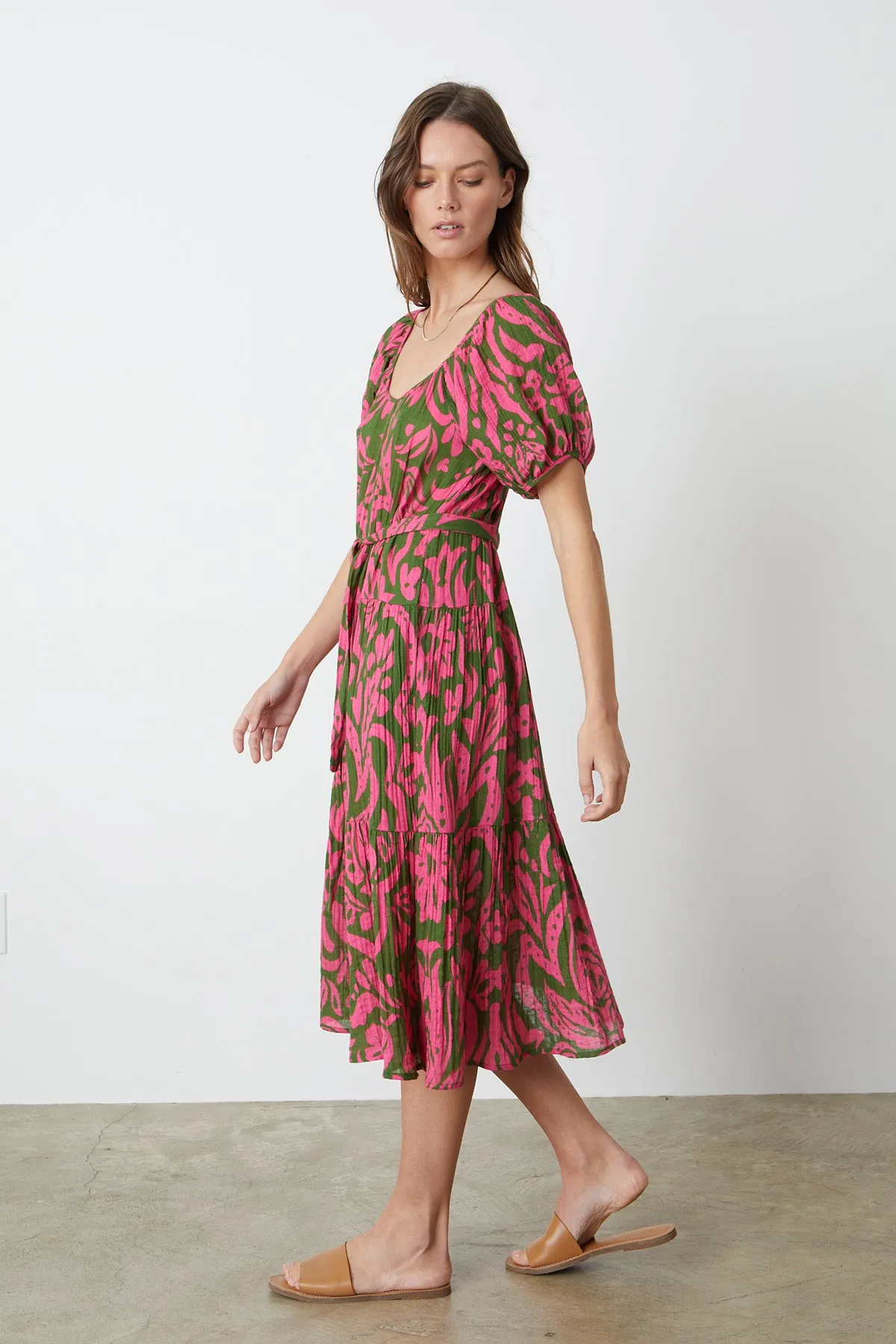 MADILYN PRINTED COTTON GAUZE MIDI DRESS