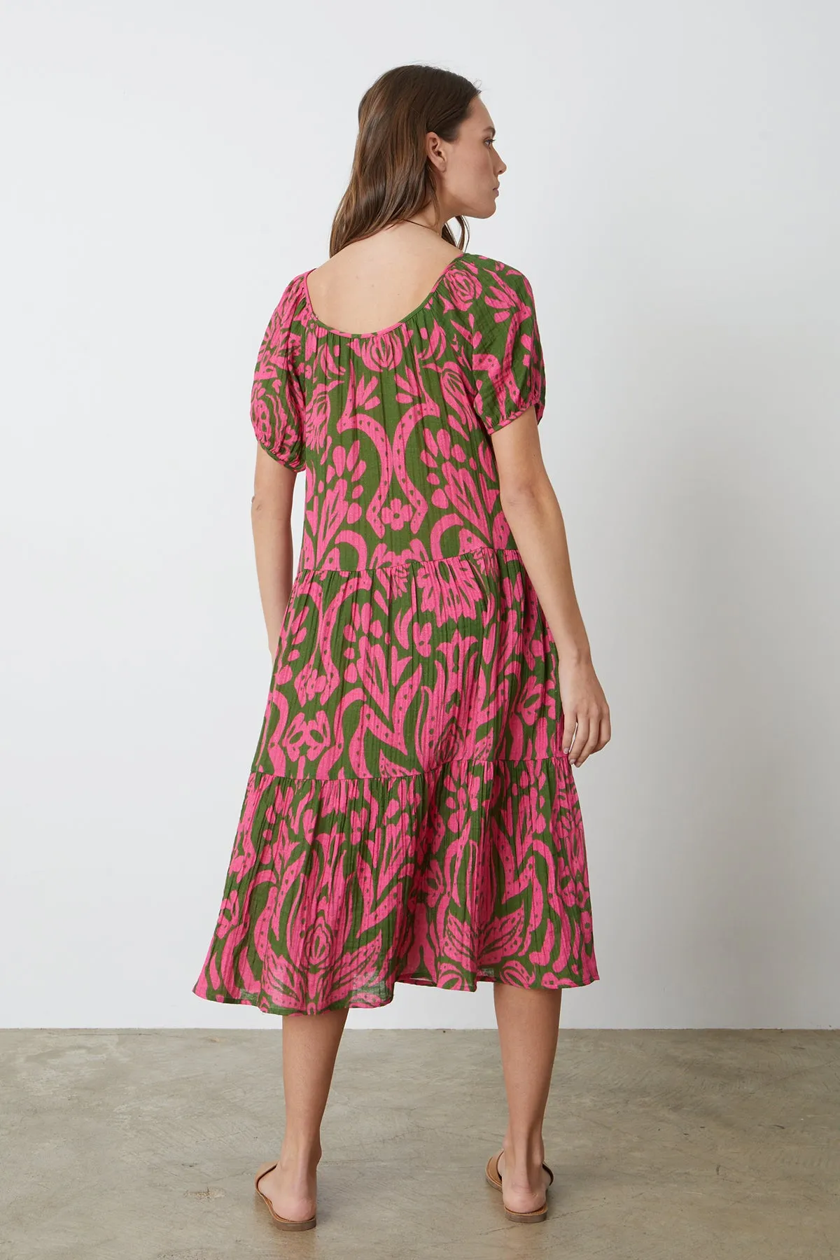 MADILYN PRINTED COTTON GAUZE MIDI DRESS