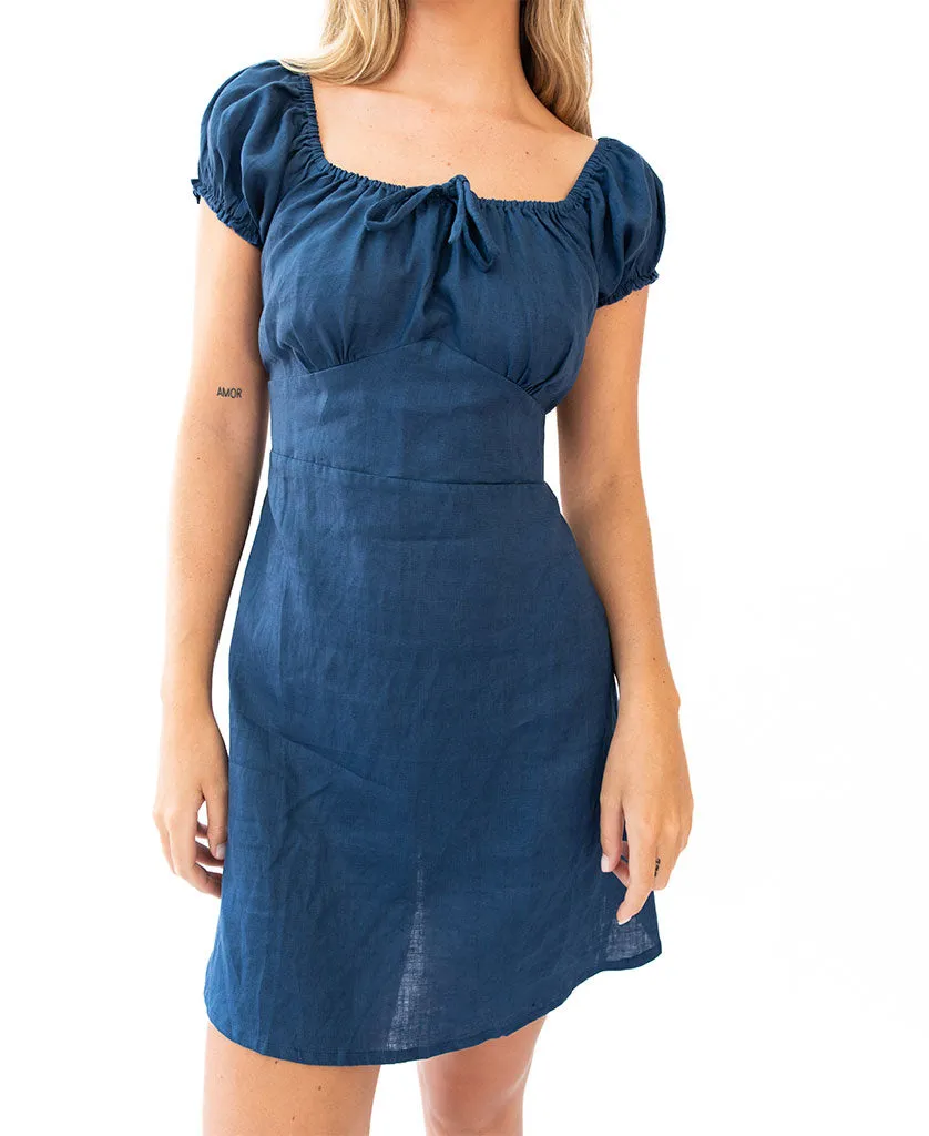 Melissa Dress | Navy Linen