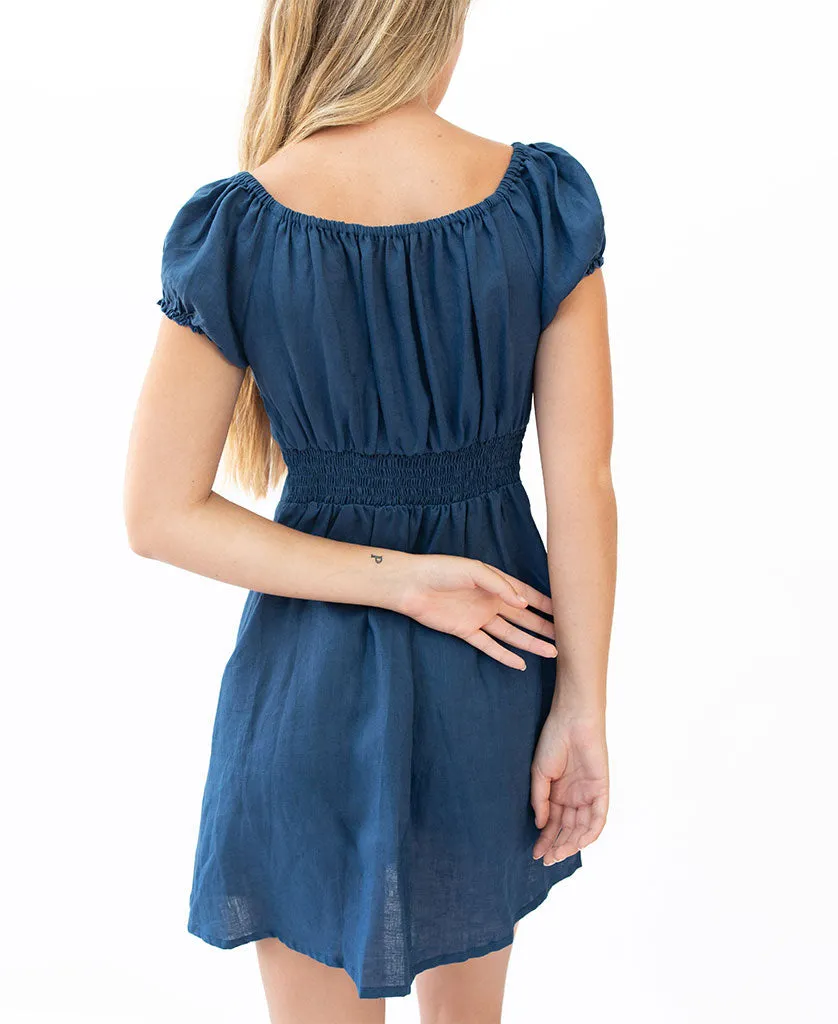 Melissa Dress | Navy Linen