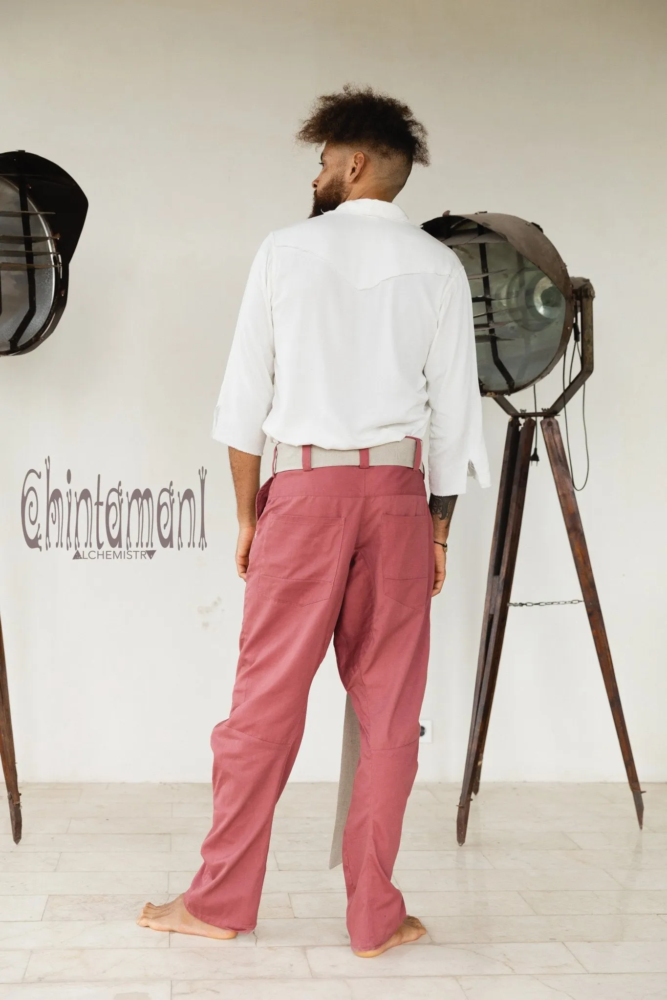 Mens Cotton Twill Long Pants / Raspberry Pink