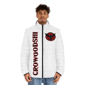 Men's CROWGODSHI 2nd GEN Puffer Jacket, WHITE W/ BURGUNDY LOGO