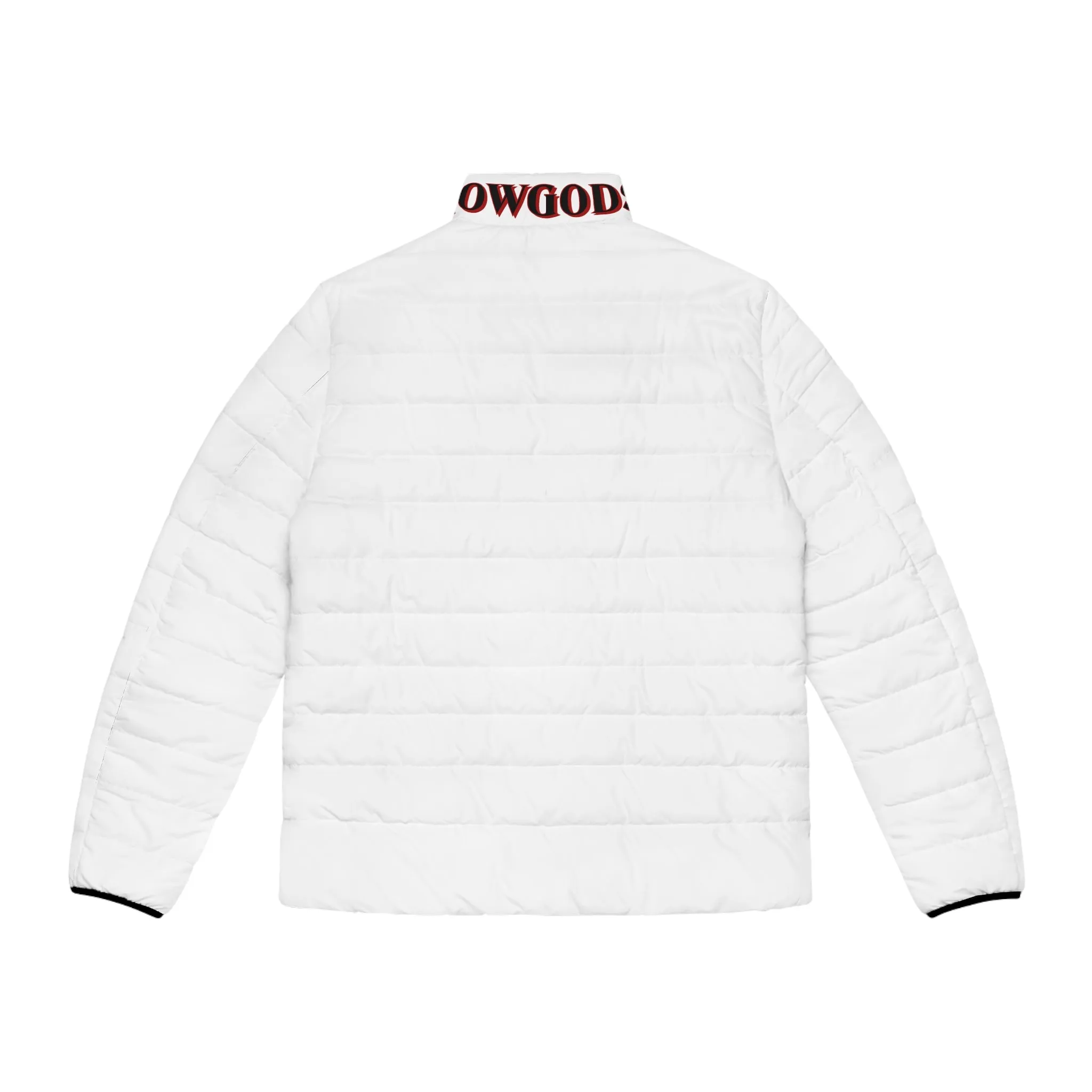 Men's CROWGODSHI 2nd GEN Puffer Jacket, WHITE W/ BURGUNDY LOGO