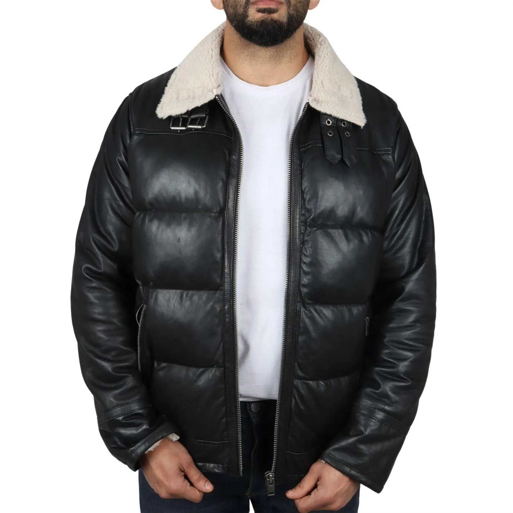 Men's Puffer Quilted Aviator Bomber Flying Fleece Lining Jacket