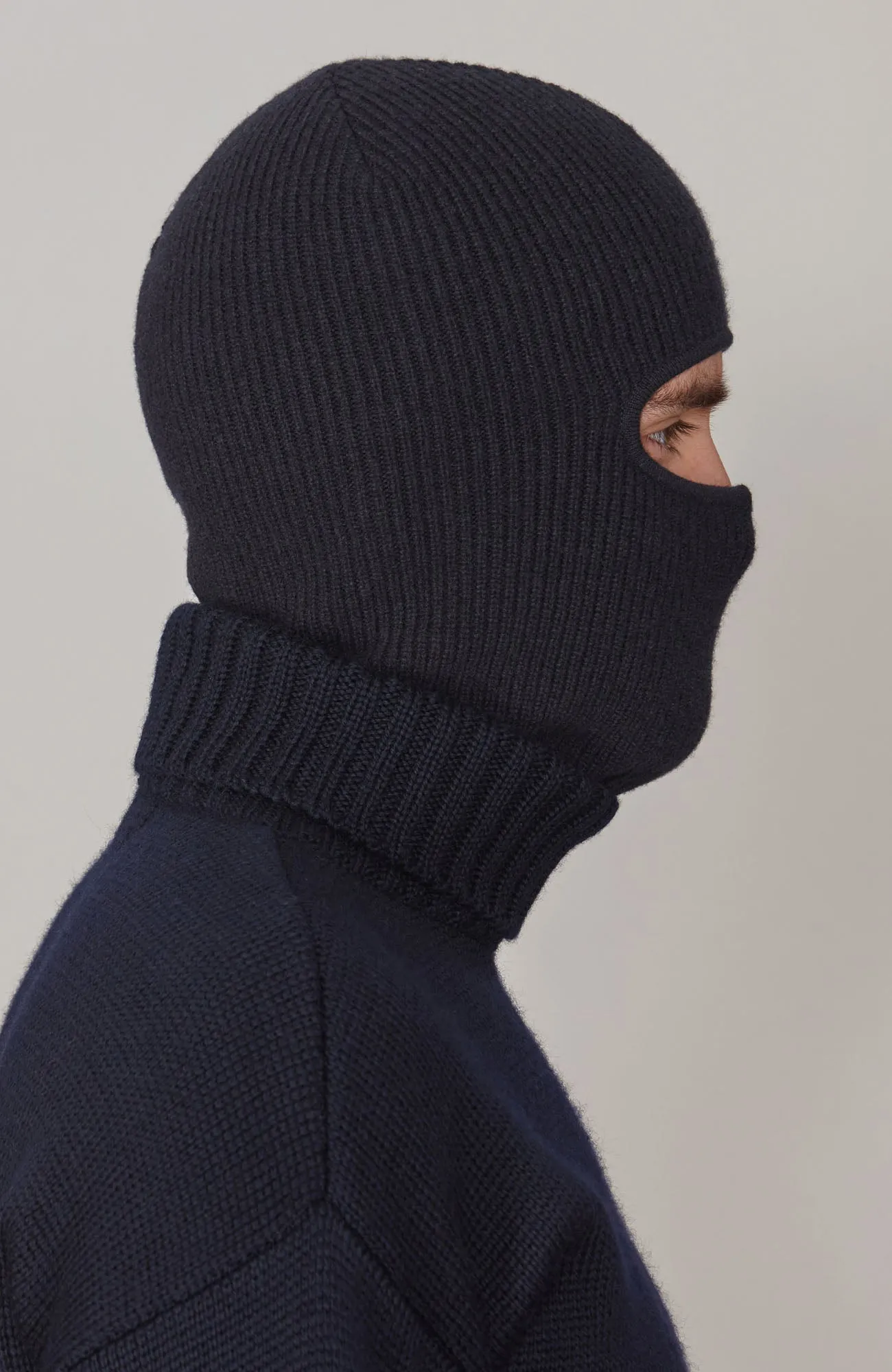 Merino Cashmere Fisherman Rib Balaclava