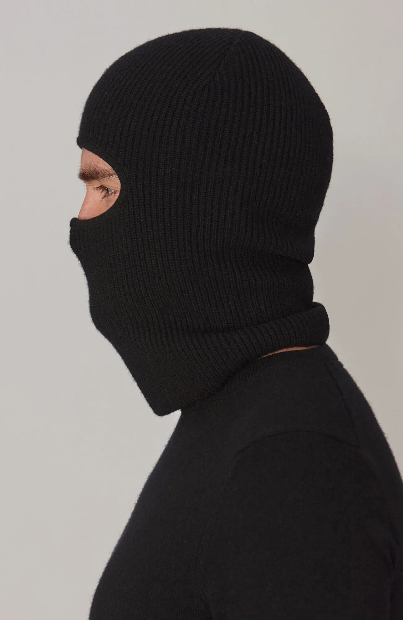 Merino Cashmere Fisherman Rib Balaclava