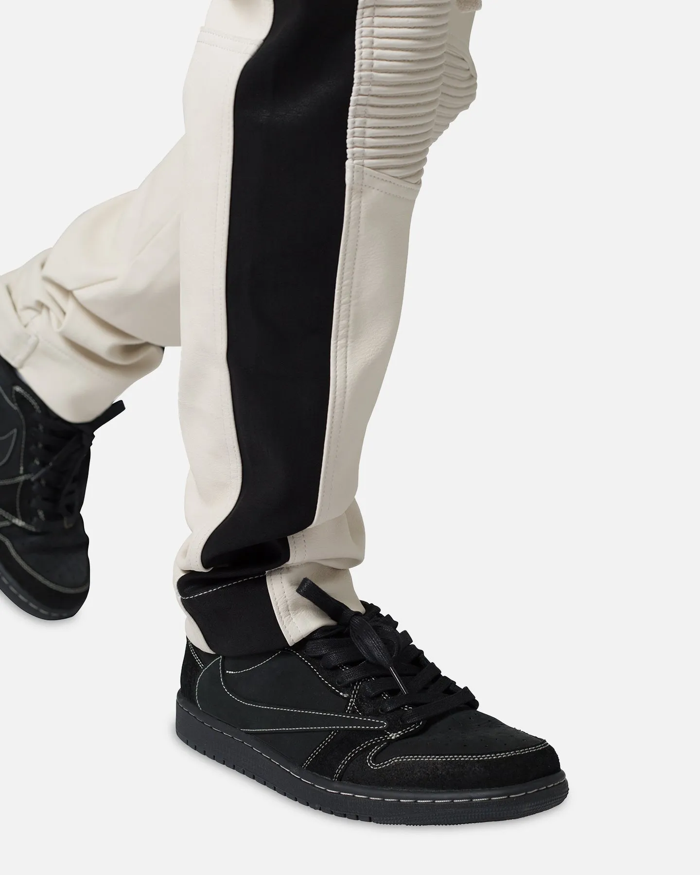 MNML Leather Moto Pants White/Black