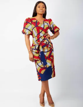 New in African Prints Fitted Midi Dress - Bukola