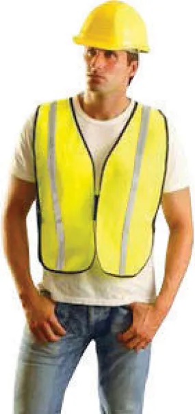 OccuNomix 4X Hi-Viz Yellow OccuLux Value Economy Light Weight Polyester Mesh Vest With Front Hook And Loop Closure, 1" Silver Glass Bead Tape, Elastic Side Straps And 1 Pocket