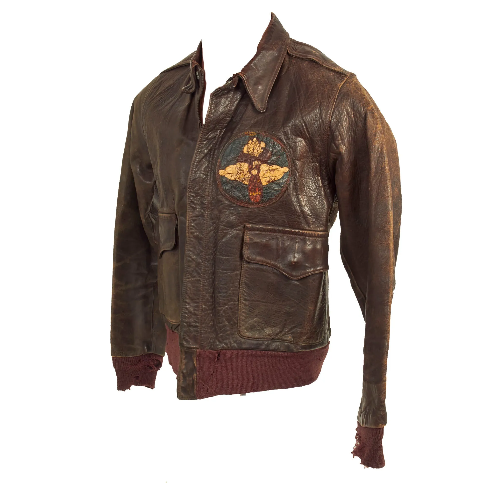 Original U.S. WWII 2nd Air Force Painted A-2 Leather Flight Jacket - 358th Bombardment Squadron, 303rd Bombardment Group