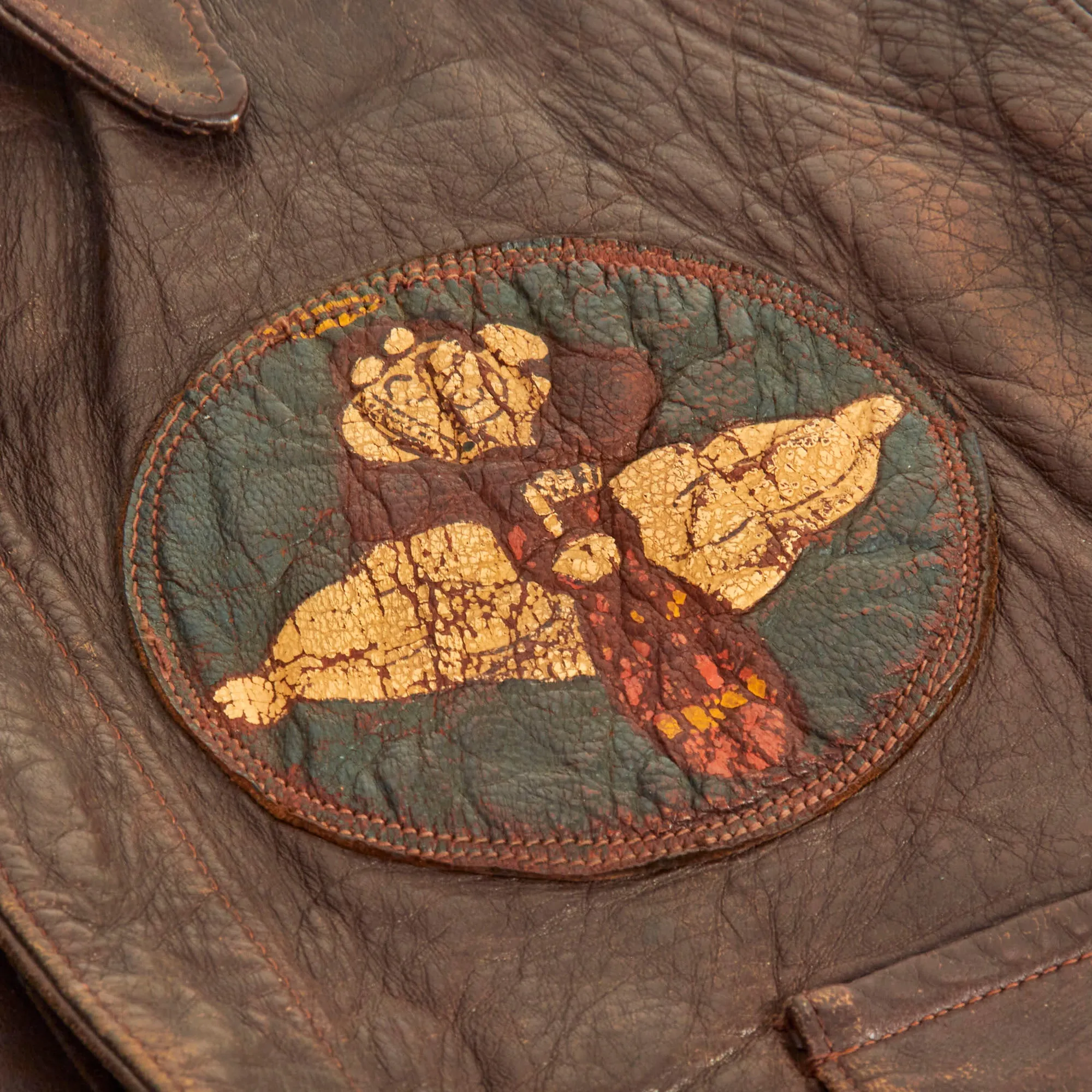 Original U.S. WWII 2nd Air Force Painted A-2 Leather Flight Jacket - 358th Bombardment Squadron, 303rd Bombardment Group