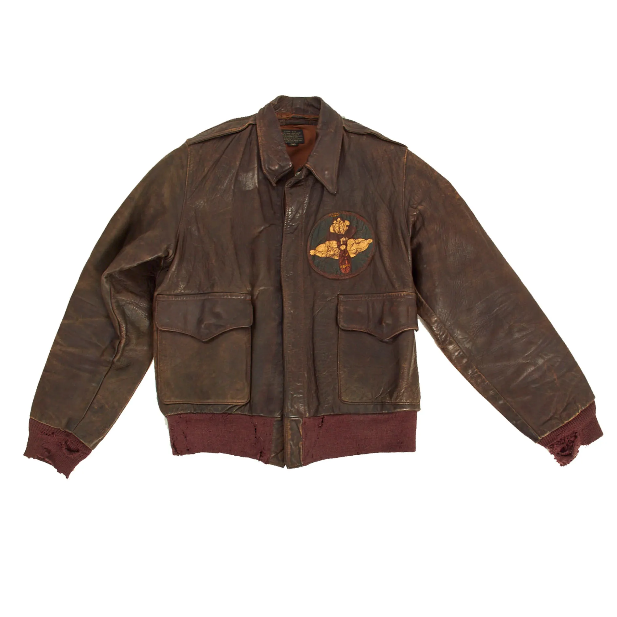 Original U.S. WWII 2nd Air Force Painted A-2 Leather Flight Jacket - 358th Bombardment Squadron, 303rd Bombardment Group