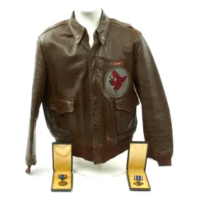 Original U.S. WWII 423rd Bomb Squadron Named A-2 Flight Jacket - Distinguished Flying Cross