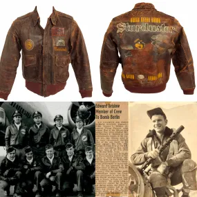 Original U.S. WWII 8th Air Force B-17 Starduster Painted A-2 Leather Flight Jacket of Waist Gunner S/Sgt. Edward L. Bristow of the 390th Bomb Group, 568th Bomb Squadron With Extras