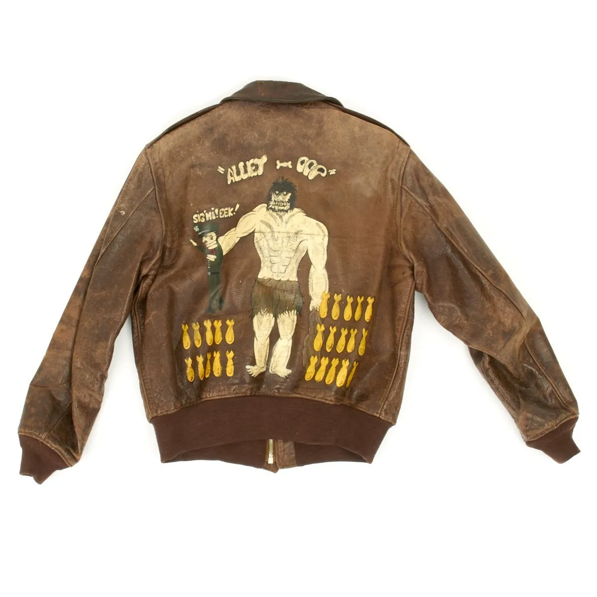 Original U.S. WWII ALLEY OOP 327th Bomb Squadron Named A-2 Flight Jacket