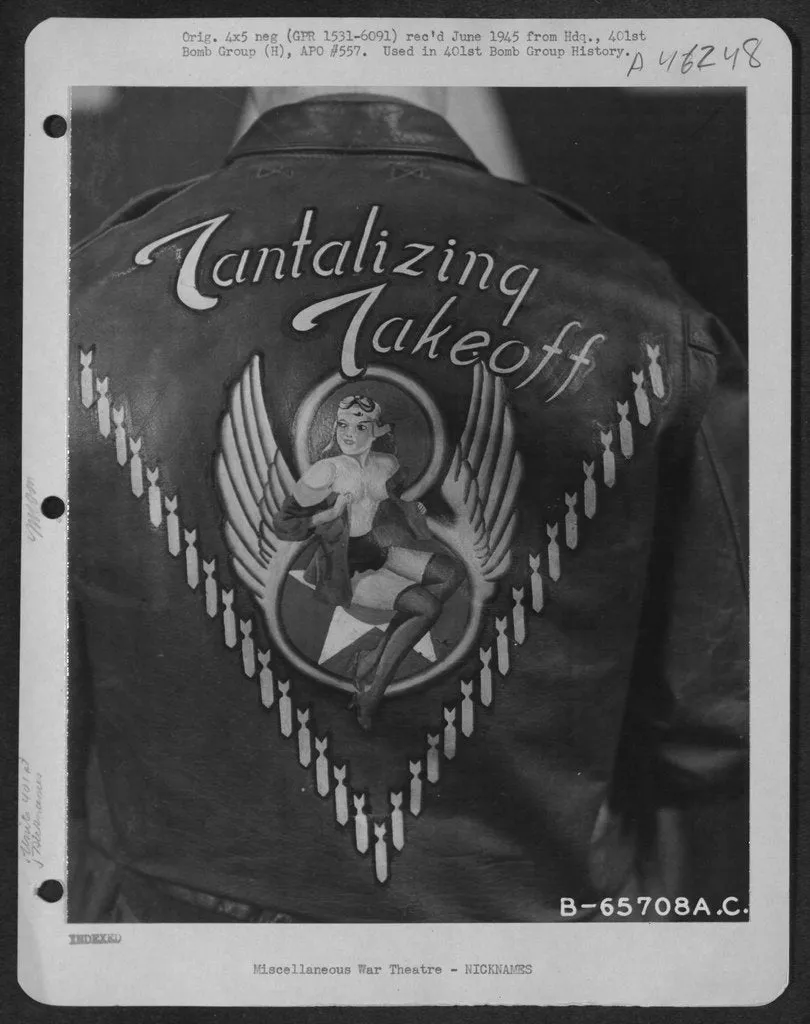 Original U.S. WWII B-17 Bomber Tantalizing Takeoff A-2 Flight Jacket