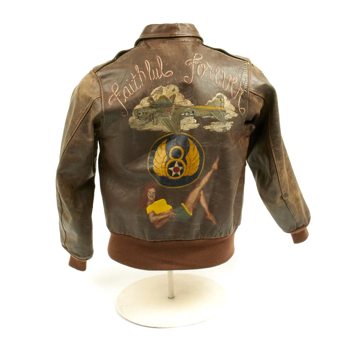 Original U.S. WWII B-17 FAITHFUL FOREVER 350th Bomb Squadron A-2 Named Flight Jacket- POW and Operation Frantic