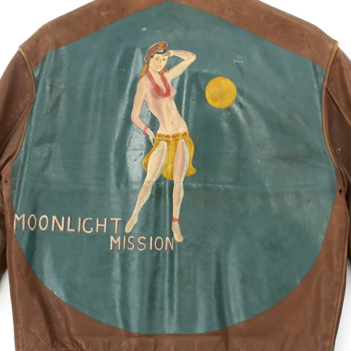 Original U.S. WWII B-17 Moonlight Mission 748th Bomb Squadron Painted A-2 Flight Jacket