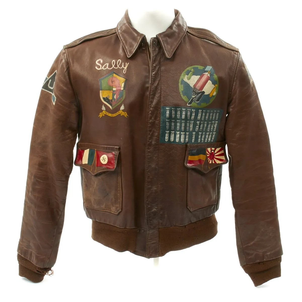 Original U.S. WWII B-17 Moonlight Mission 748th Bomb Squadron Painted A-2 Flight Jacket