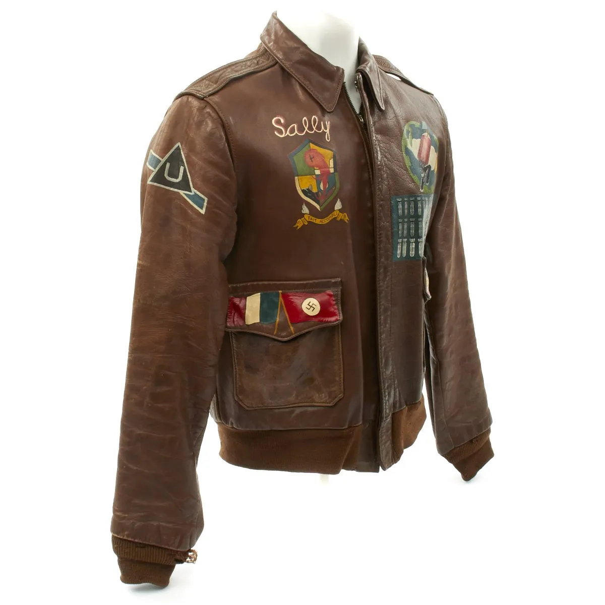 Original U.S. WWII B-17 Moonlight Mission 748th Bomb Squadron Painted A-2 Flight Jacket